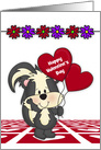 Valentine’s Day Custom Name with an Adorable Skunk Holding Balloons card