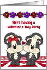 Invitation to Valentine’s Day Party with Adorable Skunks Holding Hands card