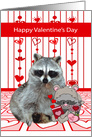 Valentine’s Day with a Cute Raccoon Holding on to His Stuffed Animal card