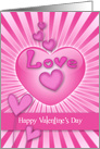 Valentine’s Day with a Large Pink Heart Against a Spiral Background card