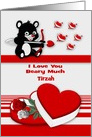 Valentine’s Day Love Custom Name with a Cupid Bear Holding a Bow card