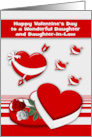 Valentine’s Day to Daughter and Daughter in Law with Hearts and Roses card
