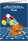 Custom Name Invitation to Birthday Party with a Wire-haired Dachshund card