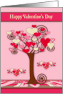 Valentine’s Day with a Tree full of Colorful Various Sized Hearts card