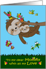 Mother’s Day to Mommy with Sloths Hanging from a Flowered Branch card