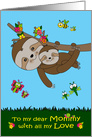 Mother’s Day to Mommy with Sloths Hanging from a Flowered Branch card