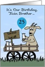 Birthday to Twin Brother Custom Age with Goat in Cart Selling Milk card