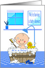 Invitation to Baby Shower It’s a Boy with a Baby Taking a Shower card
