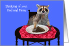 Thinking of You Dad and Mom during COVID-19 with a Raccoon Eating Dirt card