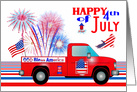 4th of July with an All American Colorful Design Featuring a Red Truck card