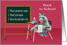 Back to School during Covid-19 with a Cute Raccoon Wearing a Mask card