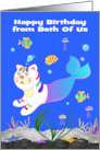 Birthday from Both Of Us with a Purrmaid Happily Swimming in the Ocean card