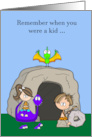 Birthday Age Humor with a Boy and Girl Playing Outside a Cave card