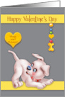Valentine’s Day with an Adorable Dog Looking at a Heart Over its Tail card