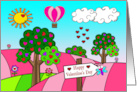 Valentine’s Day with an Adorable Dragon Fly with a Colorful Scene card