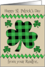 St Patrick’s Day from Realtor with Black and Green Plaid Shamrocks card