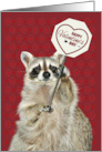 Valentine’s with an Adorable Raccoon Holding a Valentine Sign card