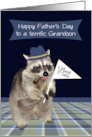 Father’s Day to Grandson with a Handsome Raccoon Dressed Like a Dad card