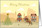 Christmas with a Western Theme with a Horseshoe Christmas Tree card