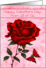 Valentine’s Day from All Of Us with a Red Rose and a Butterfly card