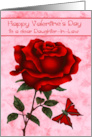 Valentine’s Day to Daughter in Law with a Red Rose and a Butterfly card