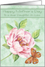 Mother’s Day to Daughter in Law with a Water Colored Pink Flower card