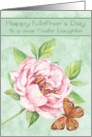 Mother’s Day to Foster Daughter with a Water Colored Pink Flower card