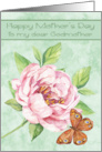 Mother’s Day to Godmother with a Beautiful Water Colored Pink Flower card