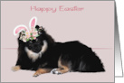 Easter with a Pomeranian Wearing Flowered Bunny Ears card