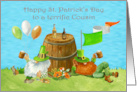 St. Patrick’s Day to Cousin with Gnomes Relaxing Against a Big Keg card