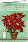 Christmas Business Custom Name with a Pot of Beautiful Poinsettias card