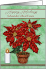 Happy Holidays Business Custom Name with a Pot of Poinsettias card
