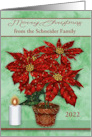 Christmas from Custom Name and Year with a Pot of Poinsettias card