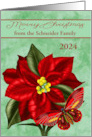 Christmas from Custom Name and 2024 Year with a Beautiful Poinsettia card