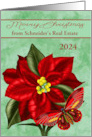 Christmas Business Custom Name and Year 2024 with a Pot of Poinsettias card