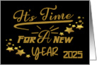 New Year 2025 Fancy Text with Stars on a Black Background card