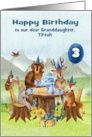 Birthday Custom Name and Age with Animals Having a Party card