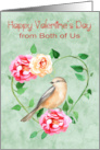 Valentine’s Day from Both of Us with a Flower Wreath and a Pretty Bird card