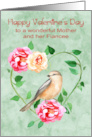 Valentine’s Day to Mother and Fiancee with a Flower Wreath and a Bird card