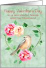 Valentine’s Day to Niece and Husband with a Beautiful Flower Wreath card