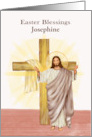 Easter Blessings Custom Name with Jesus Holding up his Hands card