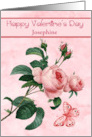 Valentine’s Day Custom Name with a Pink Rose and a Butterfly card
