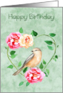 Birthday with a Beautiful Heart Wreath and a Pretty Bird card