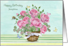 Birthday Custom Name with a Beautiful Bouquet of Summer Flowers card
