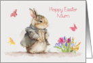 Easter to Mum with an Adorable Bunny and Beautiful Spring Flowers card