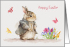 Easter with an Adorable Bunny and Beautiful Spring Flowers card