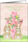 Easter to Niece and Partner a Beautiful Flowered Cross and Rabbits card