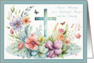 Easter Blessings to Pastor and his Family with a Cross and Flowers card