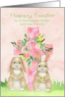 Easter to Sister and Family a Beautiful Flowered Cross and Rabbits card