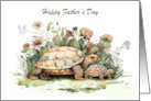 Father’s Day with a Turtle and his Baby Surrounded by Flowers card